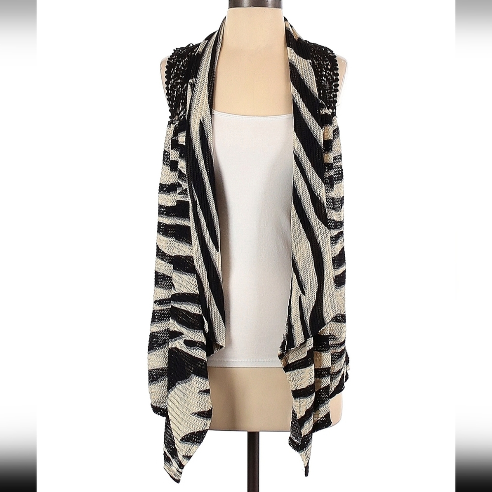 Zebra Print Sleeveless Cardigan